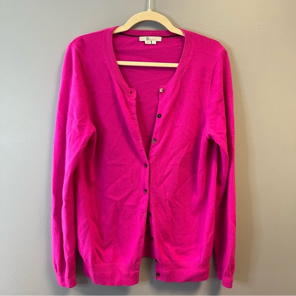 Boden Sweater Eva Cashmere Crew Cardigan in Sangria Sunset (Hot Pink) Sz L EUC - Picture 6 of 13